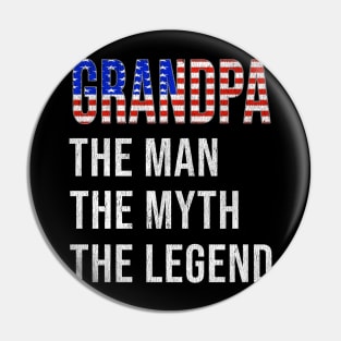 Grand Father American Grandpa The Man The Myth The Legend - Gift for American Dad With Roots From  America Pin