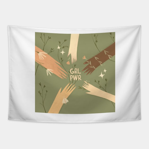 Girls support girls GRL PWR Tapestry by mikhaleeevich