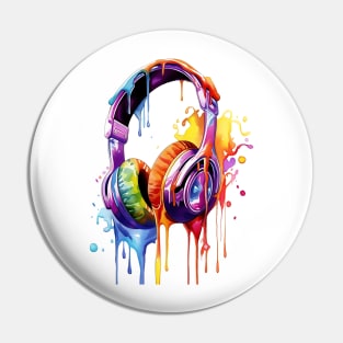 Retro Melting Headphones Pin