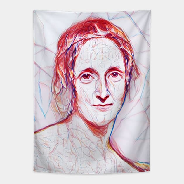 Mary Shelley Portrait Line Art Tapestry by JustLit