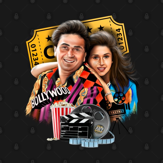 Rishi Kapoor and Madhuri Dixit by SAN ART STUDIO 