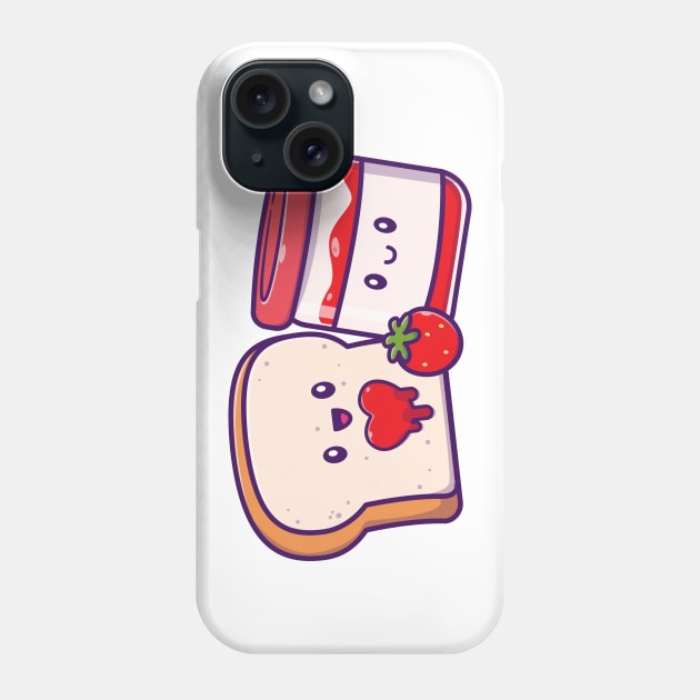 Cute Bread With Cute Strawberry Jam Cartoon Phone Case by Catalyst Labs