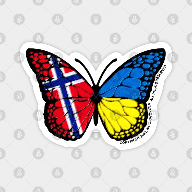 Vintage Ukraine Norwegian Flag Butterfly Magnet by NOOK FIREFLY