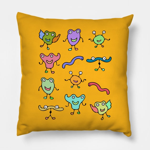 Cute and Colorful Monster Pattern Pillow by Davey's Designs