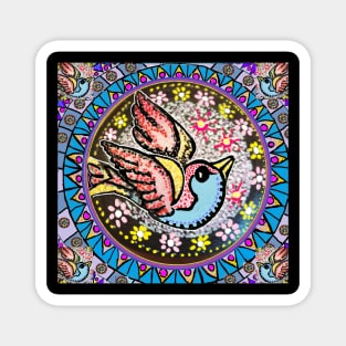 retro tattoo bird flys by LowEndGraphics Magnet