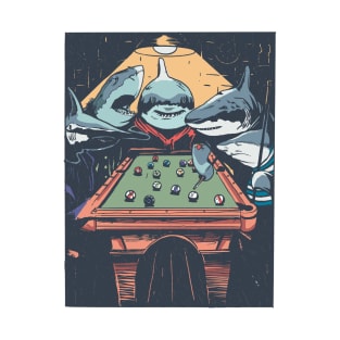 Sharks Playing Pool Billard T-Shirt