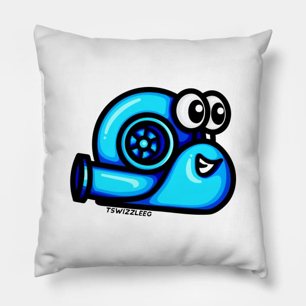 Turbo Snail (Version 1) - Electric Blue Pillow by hoddynoddy