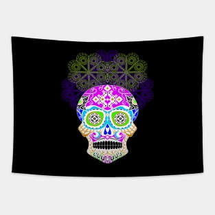 light calavera in colorful pattern ecopop Tapestry