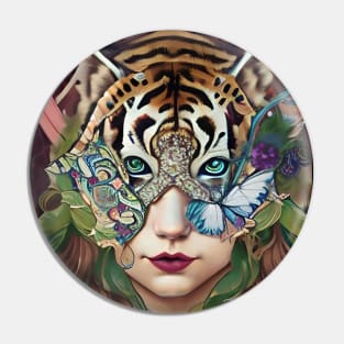 Stunning imaginative and Magical girl with mask of Tiger Pin