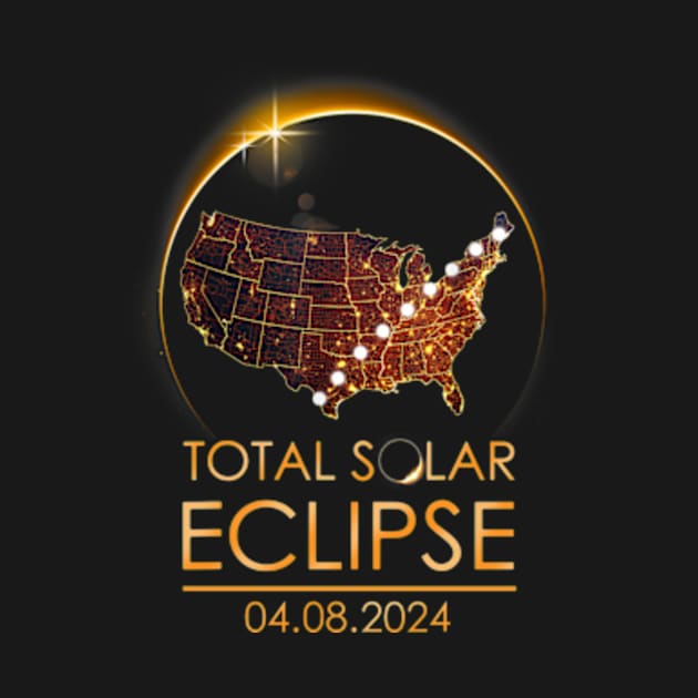 Total Solar Eclipse Shirts April 8 2024 America Map Totality by CrosbyD