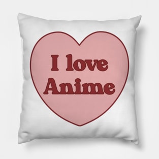 I love anime heart aesthetic dollette coquette pink red Pillow