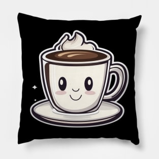 Happy cute coffee cup smiling Pillow