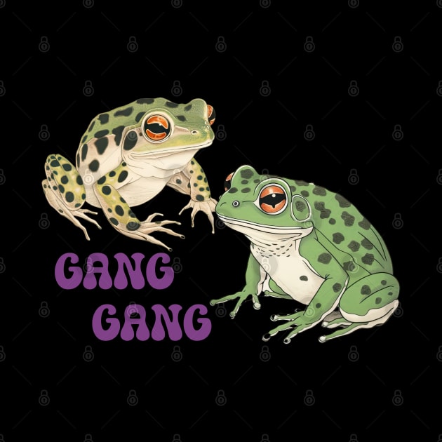 Gang Gang Frog Funny Cute Japanese Art Style Ukiyoe Meme Viral by GrooveGeekPrints