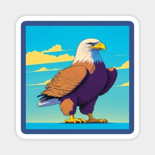 American Bald Eagle against a Bold Blue and Yellow Sky Magnet