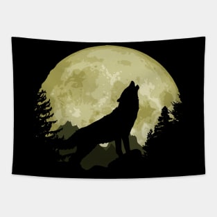 Wolf And Epic Full Moon Tapestry