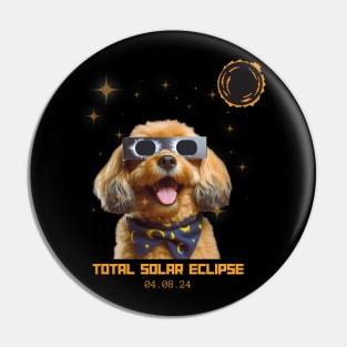 Total Solar Eclipse 2024 Cute Dog Wearing Solar Eclipse Glasses Pin