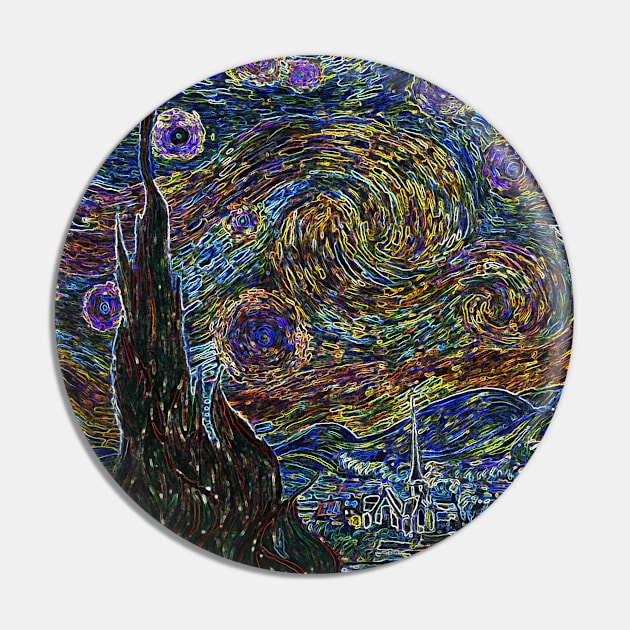 Starry Night Vincent Van Gogh Modern Art Pin by 4Craig