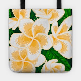 Doodle illustration of Balinese frangipani flowers Tote