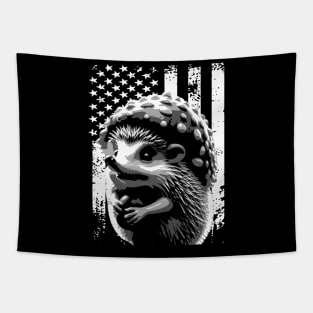 Spiky Sweetness Stylish American Flag the Cuteness of Hedgehogs Tapestry