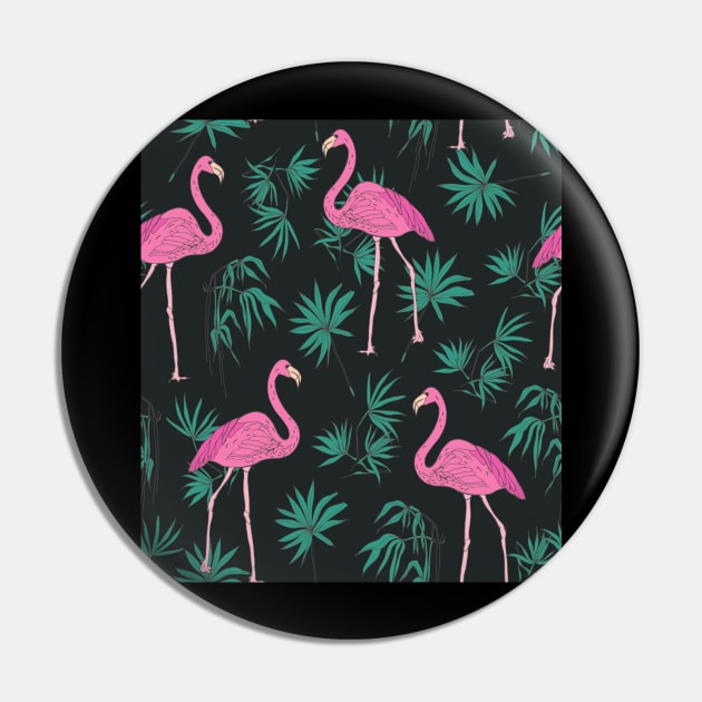 Pink Flamingo Seamless Pattern Pin by RubyCollection