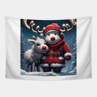 Teddy With Rudolf the Red Nose Reindeer Tapestry