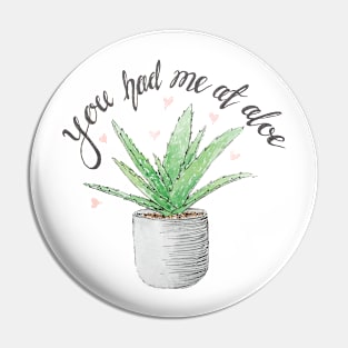 Aloe Vera Valentines Card - You had me at aloe - Watercolour Pin