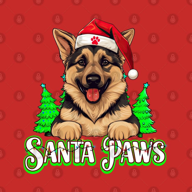 Santa Paws Funny Christmas German Shepherd by CultTees