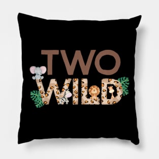 Wild Two Animal Safari 2nd Birthday Theme Family Boy Girl Pillow