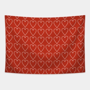 White Heart Valentines Day Line Pattern Tapestry