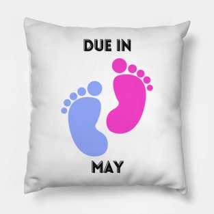 Due in May Baby Footprints Gift Pillow