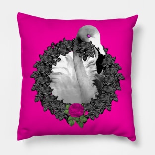 Flamingo Pink Rose Wreath Pillow