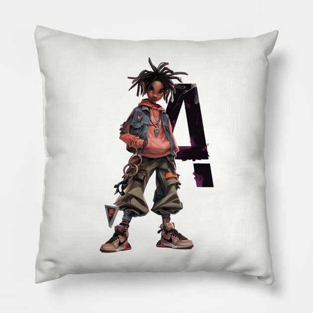 Street Gang Letter A Pillow by JunkyDotCom