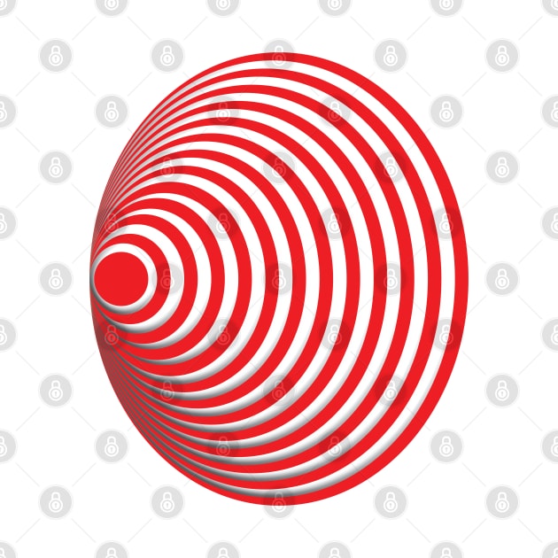 Geometric red concentric circles 3D doodle art by The Creative Clownfish