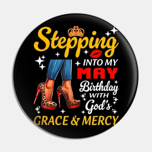 Stepping Into May Birthday Black Woman Girl High Heels Pin