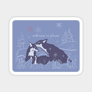 Softness is Power - cute foxes (with background) Magnet