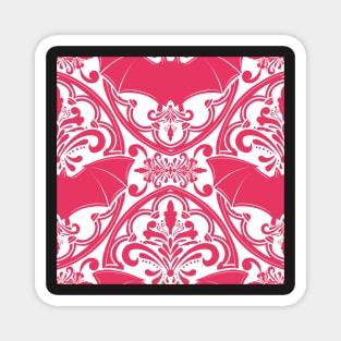 Pink Bat Damask Pattern Magnet