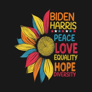 Biden Harris 2020 Peace Love Equality Hope Diversity T-Shirt