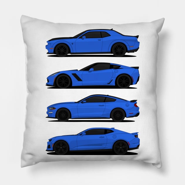 AMERICAN MUSCLE BLUE Pillow by VENZ0LIC