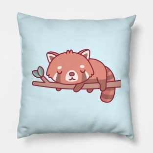 Cute Little Red Panda Sleeping On Tree Branch Pillow