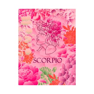 Scorpio Zodiac Dark Pink Fantasy Design Horoscope Design T-Shirt