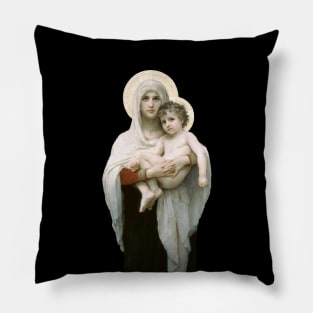 The Madonna of the Roses (Bouguereau) Transparent Background Desing Pillow