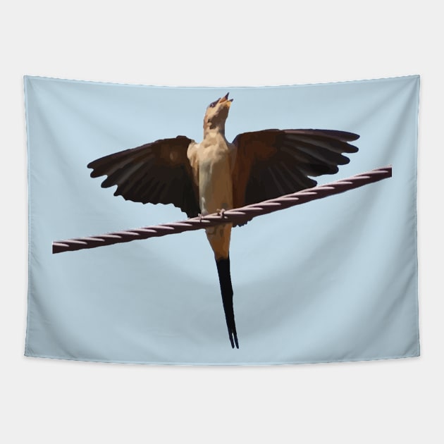 Swallow Bird Singing With Wıngs Outstretched Cut Out Tapestry by taiche