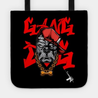 a ferocous gang dog with he's title in the background,a very cool design,so what are you waiting for,it is yours Tote