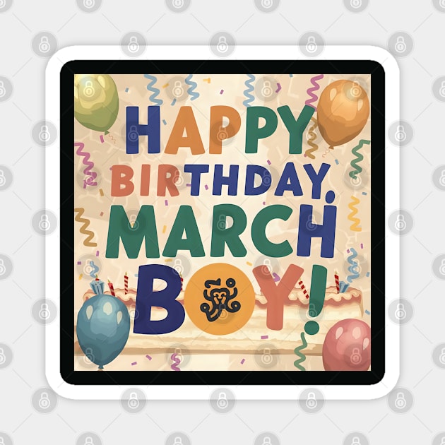 Happy Birthday March boy Magnet by Spaceboyishere