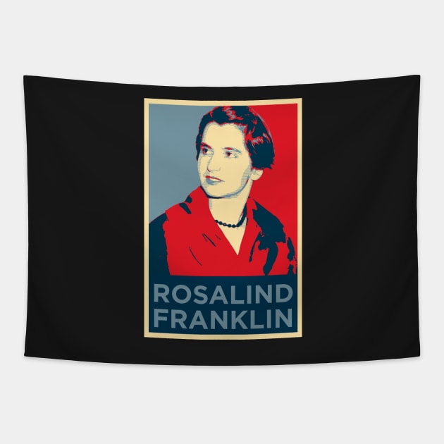 Rosalind Franklin: The Dark Lady of DNA Red and Blue Portrait Tapestry by labstud