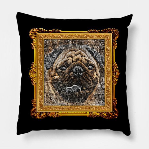 Pug loves painting Pillow by Corshun