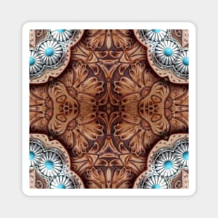 rustic turquoise brown cowboy leather Western country Magnet