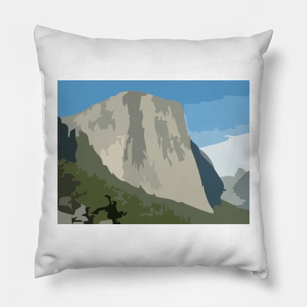 El Capitan in Yosemite Digital Painting Pillow by gktb