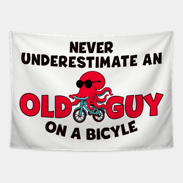 Never unestimate an old man on a bike - funny biking Tapestry by MasutaroOracle