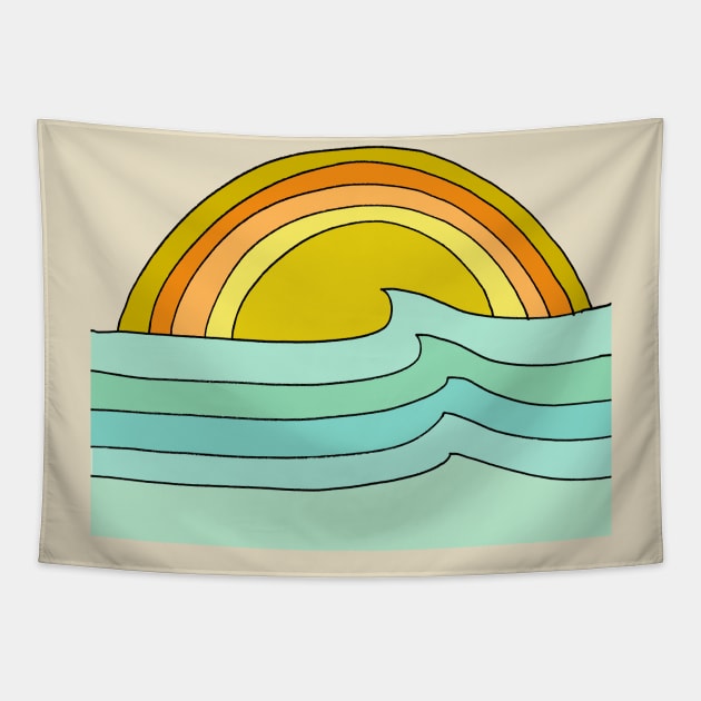 wave dreams retro surf art by surfy birdy Tapestry by surfybirdy